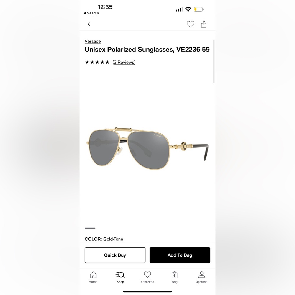 💯 Authentic Versace Unisex Polarized sunglasses